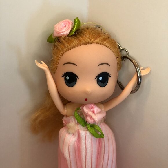 Little Girl Doll Keychain with Pink Dress - Picture 9 of 12